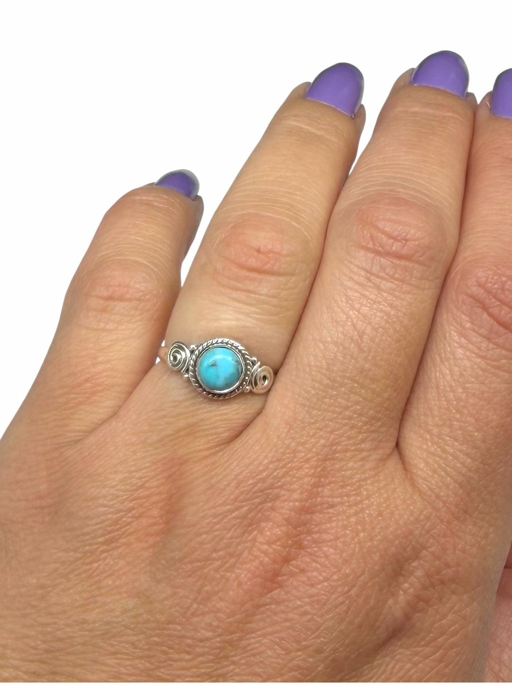 Kingman Turquoise Ring Size 6 Solid 925 Sterling Silver - Picture 2 of 6